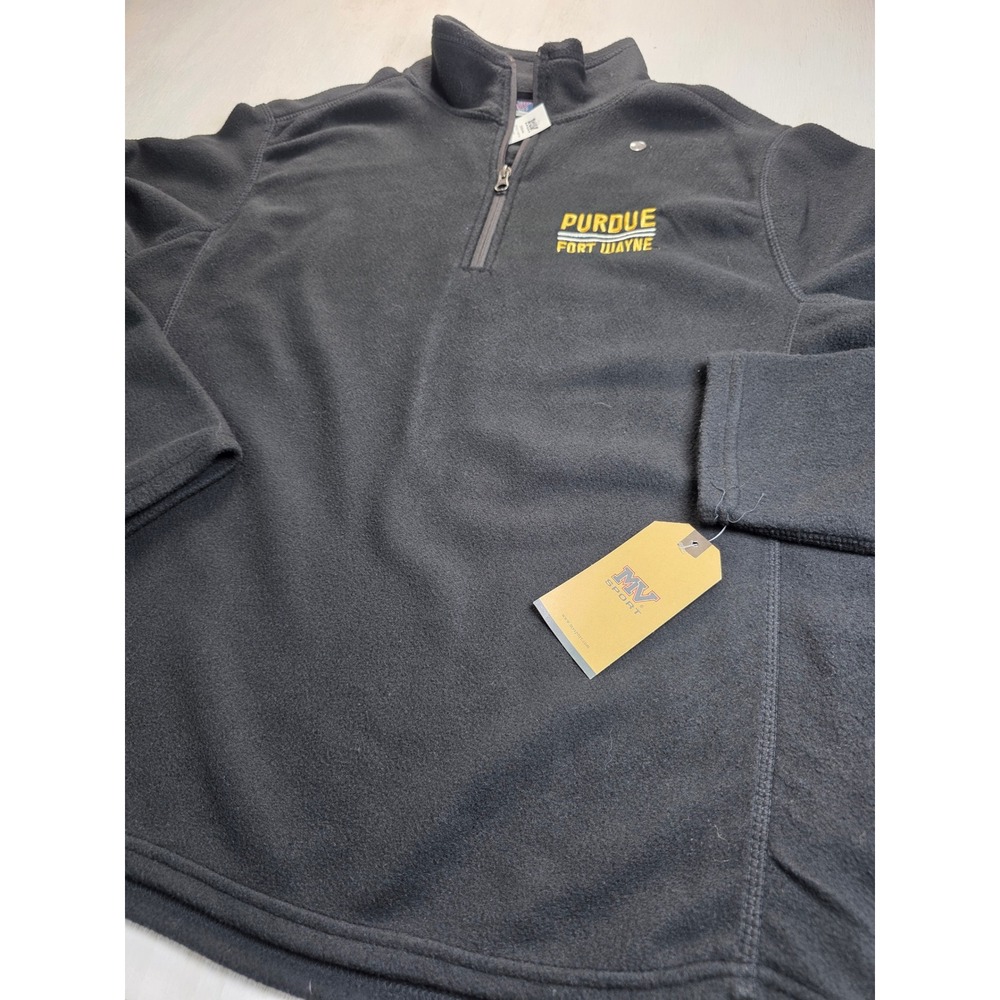 MV Sport Purdue Fort Wayne Mens Black Fleece Quarter Zip Pullover Size Large NWT